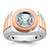 IBGoodman 14k White and Rose Gold Men's Polished Satin and Grooved Solitaire Ring Mounting