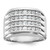 IBGoodman 14k White Gold Men's Polished and Grooved 4-Row 1 1/5 Carat AA Quality Diamond Ring