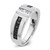 IBGoodman 14k White Gold Men's Polished and Grooved Black and White 1 Carat AA Quality Diamond Ring