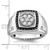IBGoodman 14k White Gold Men's Polished and Satin 3/4 Carat AA Quality Black and White Diamond Halo Cluster Ring
