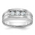 IBGoodman 14k White Gold Men's Polished Satin and Grooved 3-Stone 1/2 Carat AA Quality Diamond Ring