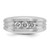 IBGoodman 14k White Gold Men's Polished Satin and Grooved 3-Stone 1/2 Carat AA Quality Diamond Ring