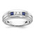 IBGoodman 14k White Gold Men's Polished Satin and Grooved Square 3-Stone Ring Mounting