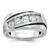 IBGoodman 14k White Gold with Black Rhodium Men's Polished Satin and Grooved 1 Carat AA Quality Diamond Ring