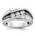 IBGoodman 14k White Gold with Black Rhodium Men's Polished Satin and Grooved 3-Stone 1/2 Carat AA Quality Diamond Ring