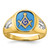 IBGoodman 14k with White Rhodium Men's Polished and Textured with Lab Created Sapphire Blue Lodge Master Masonic Ring