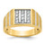 IBGoodman 14k with White Rhodium Men's Polished Satin and Grooved 3-Row 1/3 Carat AA Quality Diamond Ring