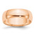 10k Rose Gold 6mm Lightweight Half Round Wedding Band Size 11.5