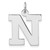 Large Sterling Silver Rhodium-plated Block Letter N Initial Charm