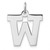Large Sterling Silver Rhodium-plated Block Letter W Initial Charm