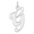 Large Sterling Silver Rhodium-plated Fancy Script Letter G Initial Charm