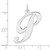 Large Sterling Silver Rhodium-plated Fancy Script Letter P Initial Charm