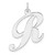 Large Sterling Silver Rhodium-plated Fancy Script Letter R Initial Charm