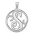 Large Sterling Silver Rhodium-plated Fancy Script Letter S Initial Pendant