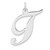 Large Sterling Silver Rhodium-plated Fancy Script Letter T Initial Charm
