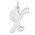 Large Sterling Silver Rhodium-plated Script Letter X Initial Charm