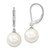 Majestik Sterling Silver Rhodium-plated 10-11mm White Imitation Shell Pearl Leverback Dangle Earring