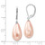 Majestik Sterling Silver Rhodium-plated 10x18mm Teardrop Pink Imitation Shell Pearl Leverback Dangle Earrings