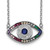Prizma Sterling Silver Rhodium-plated 16 inch Colorful CZ Evil Eye Necklace with 2 inch Extender