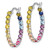 Prizma Sterling Silver Rhodium-plated In and Out 3mm Colorful CZ Hoop Earrings