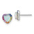 Prizma Sterling Silver Rhodium-plated Lab Created Opal and Colorful CZ Heart Post Earrings