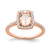 Pure Serenity 14k Rose Gold 1/3 carat Lab Grown Diamond VS/SI+ G+ and Long Cushion Morganite Halo Engagement Ring