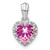 Pure Serenity 14k White Gold 1/15 carat Lab Grown Diamond VS/SI+ G+ and Lab Created Pink Sapphire Heart Pendant