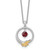 Shey Couture Sterling Silver Rhodium-plated Twisted Circle with 14k Leaf Accent Round Garnet Dangle 18 inch with 2 inch Extension Necklace