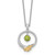 Shey Couture Sterling Silver Rhodium-plated Twisted Circle with 14k Leaf Accent Round Peridot Dangle 18 inch with 2 inch Extension Necklace