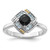 Shey Couture Sterling Silver Rhodium-plated with 14k Accent .50 Onyx and .16 Swiss Blue Topaz Ring - QT-EFF2B5C7-9881