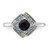 Shey Couture Sterling Silver Rhodium-plated with 14k Accent .50 Onyx and .16 Swiss Blue Topaz Ring - QT-EFF2B5C7-9881