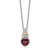Shey Couture Sterling Silver Rhodium-plated with 14k Accent Checker Cushion Garnet and .04ct. Diamond 18 inch w/2 inch Extension Necklace