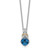 Shey Couture Sterling Silver Rhodium-plated with 14k Accent Checker Cushion London Blue Topaz .04ct. Diamond 18 inch w/2 inch Extension Necklace