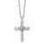 Shey Couture Sterling Silver Rhodium-plated with 14k Accent Round London Blue Topaz Textured Cross 18 inch with 2 inch Extension Necklace