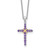 Shey Couture Sterling Silver Rhodium-plated with 14k -X- Accent Round Amethyst Cross 18 inch with 2 inch Extension Necklace