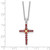 Shey Couture Sterling Silver Rhodium-plated with 14k -X- Accent Round Garnet Cross 18 inch with 2 inch Extension Necklace