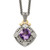 Shey Couture Sterling Silver with 14K Accent 18 Inch Antiqued Cushion Amethyst Necklace - QT-84601F58-7328