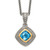 Shey Couture Sterling Silver with 14K Accent 18 Inch Antiqued Cushion Bezel Sky Blue Topaz Necklace