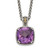 Shey Couture Sterling Silver with 14K Accent 18 Inch Antiqued Cushion Checkerboard Amethyst Necklace - QT-1AA85170-3200