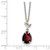 Shey Couture Sterling Silver with 14K Accent 18 Inch Antiqued Leaves with Pear Shaped Checkerboard Garnet Necklace with 2 Inch Extender