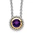 Shey Couture Sterling Silver with 14K Accent 18 Inch Antiqued Round Bezel Amethyst Necklace