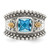 Shey Couture Sterling Silver with 14K Accent Antiqued Checkerboard Bezel Blue Topaz Ring - QT-6B7DCA35-3186