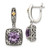 Shey Couture Sterling Silver with 14K Accent Antiqued Cushion Amethyst Hinged Hoop Dangle Earrings