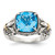Shey Couture Sterling Silver with 14K Accent Antiqued Cushion Checkerboard Blue Topaz Ring - QT-64228462-1683