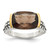 Shey Couture Sterling Silver with 14K Accent Antiqued Cushion Checkerboard Smoky Quartz Ring - QT-35DC319B-1107