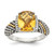 Shey Couture Sterling Silver with 14K Accent Antiqued Diamond and Checkerboard Cushion Citrine Ring - QT-98FE2364-3899