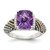 Shey Couture Sterling Silver with 14K Accent Antiqued Diamond and Cushion Amethyst Ring - QT-E21537CA-3945