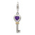 Shey Couture Sterling Silver with 14K Accent Antiqued Heart Amethyst Antiqued Key with Lobster Clasp Charm