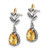 Shey Couture Sterling Silver with 14K Accent Antiqued Leaf Pear Shaped Citrine Dangle Post Earrings