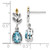 Shey Couture Sterling Silver with 14K Accent Antiqued Leaves Pear Shaped Checkerboard Light Swiss Blue Topaz Post Dangle Earrings